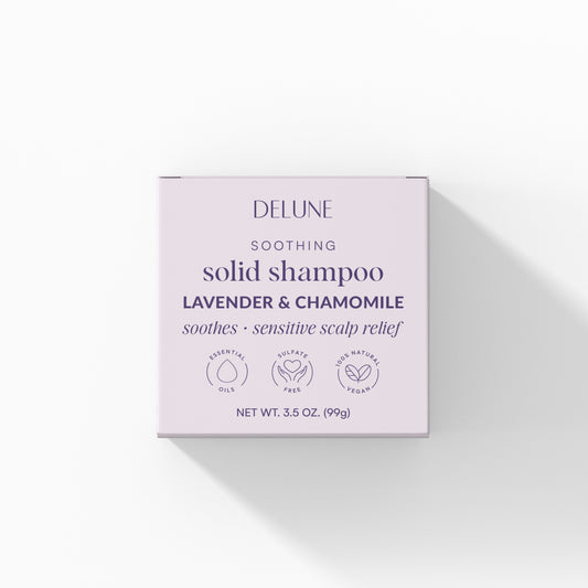 Lavender & Chamomile Solid Shampoo Bar - Soothes · Sensitive Scalp Relief