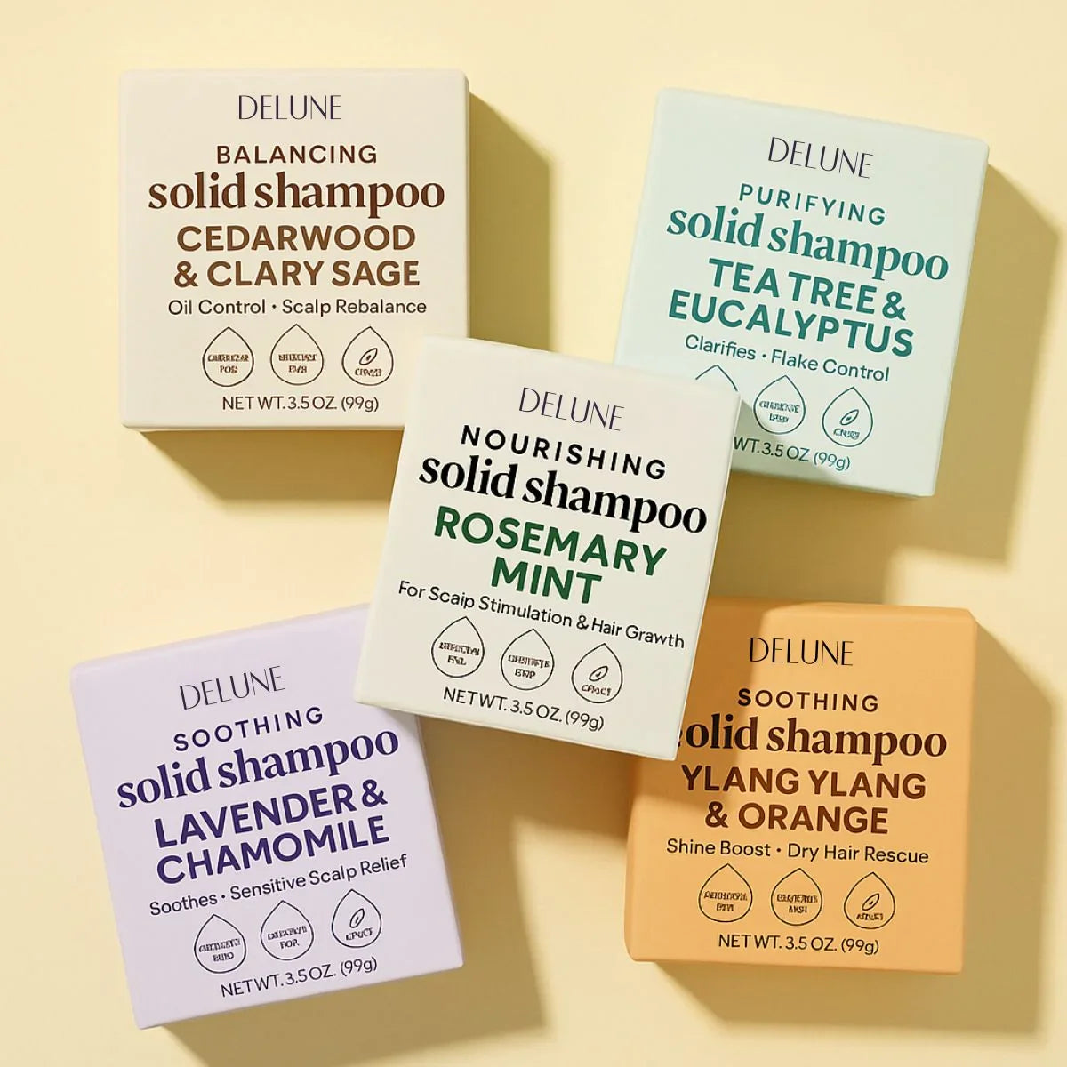 Rosemary Mint Solid Shampoo Bar - Scalp Boost · Hair Growth - Delune 