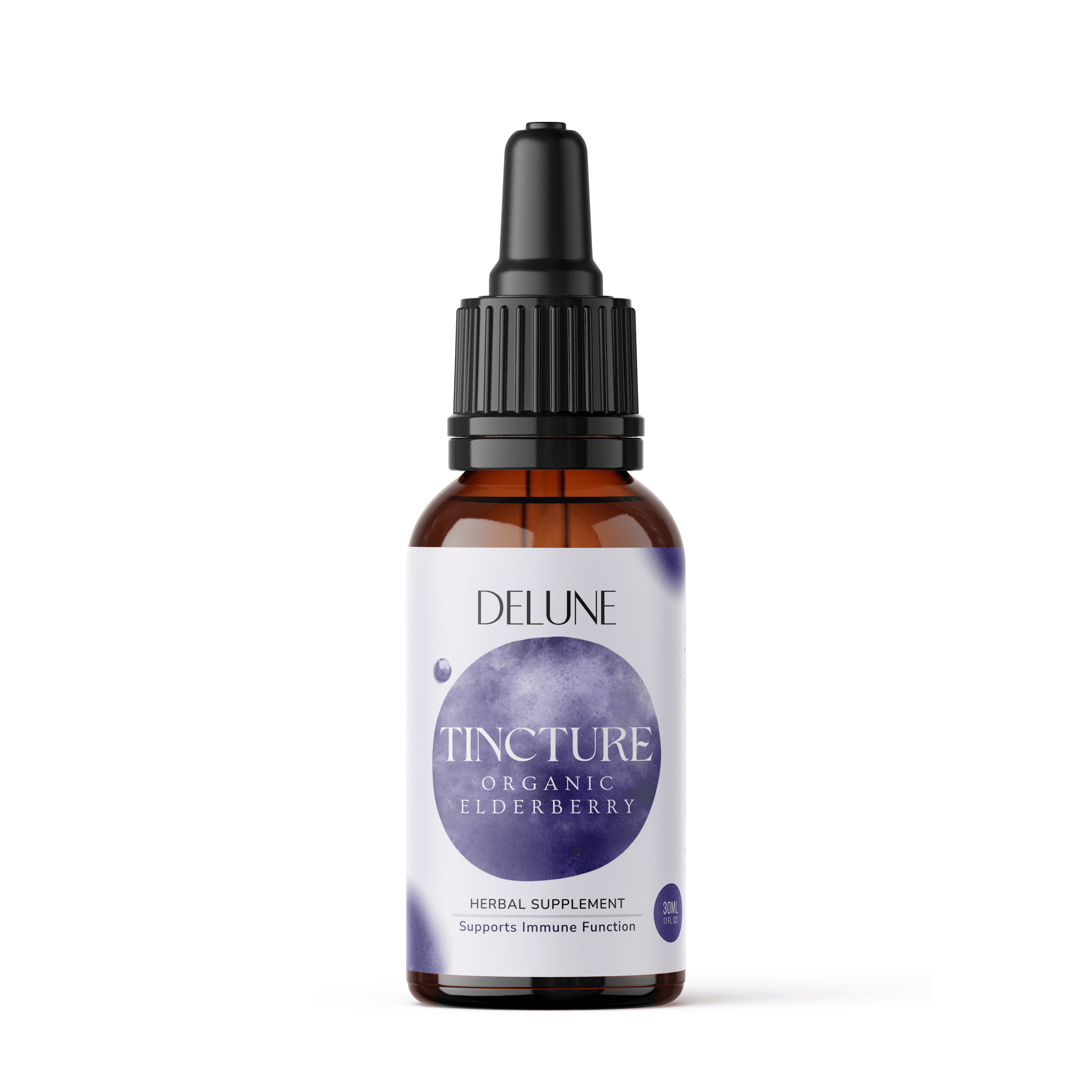 Organic Elderberry Herbal Tincture bottle, promoting immune support and natural wellness.