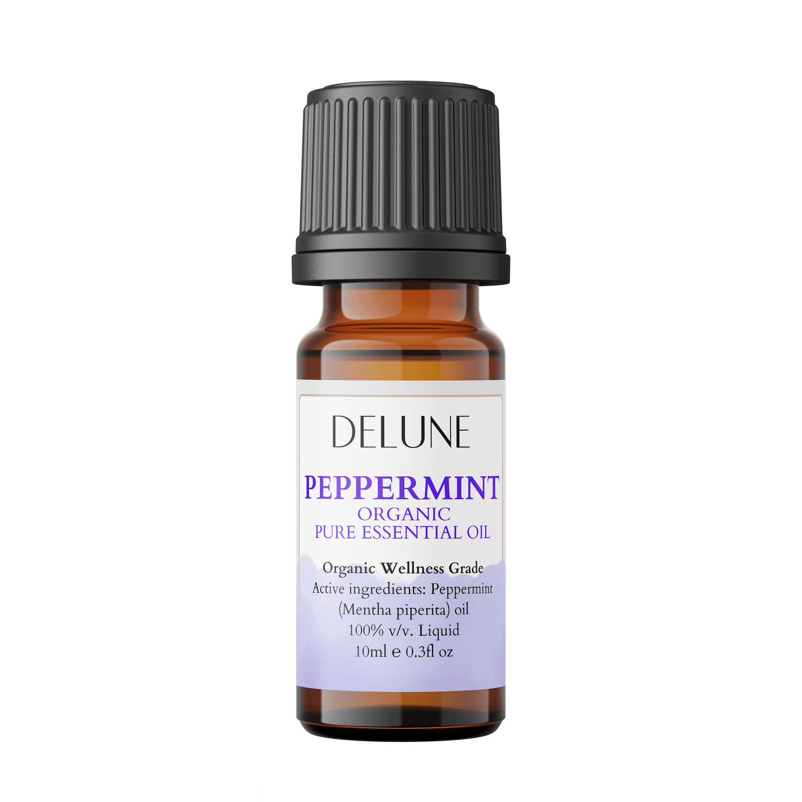 Bottle of Peppermint Organic Wellness Grade Essential Oil, 10ml, with a refreshing mint scent for revitalization and alertness.