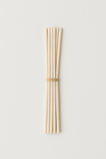 Bundle of 6 natural rattan reed diffuser replacements for long-lasting fragrance, biodegradable and eco-friendly alternative.